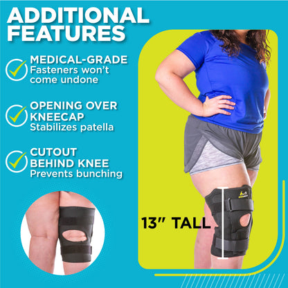 Plus-Size Knee Brace for Obesity – Bariatric Non-Slip Knee Support for Overweight and Obese Person with Large Thighs and Big Legs