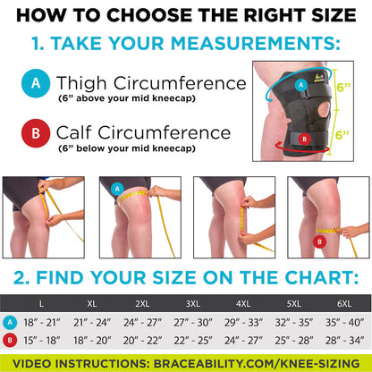 Plus-Size Knee Brace for Obesity – Bariatric Non-Slip Knee Support for Overweight and Obese Person with Large Thighs and Big Legs