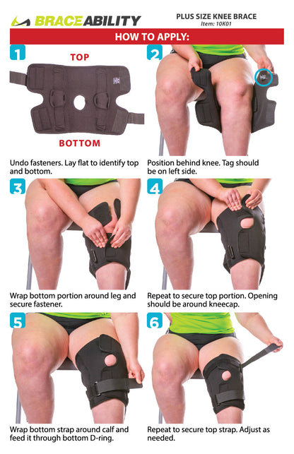 Bariatric Plus Size Hinged Knee Brace | Wraparound Meniscus & Joint Support with Stability Straps
