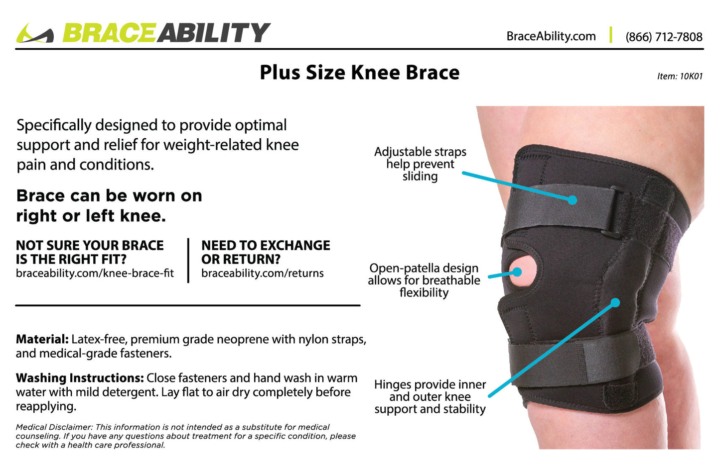 Bariatric Plus Size Hinged Knee Brace | Wraparound Meniscus & Joint Support with Stability Straps