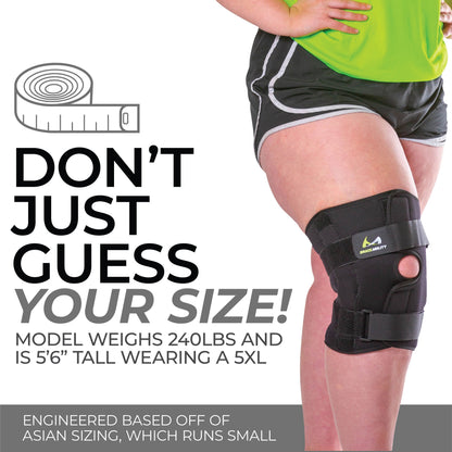 Bariatric Plus Size Hinged Knee Brace | Wraparound Meniscus & Joint Support with Stability Straps